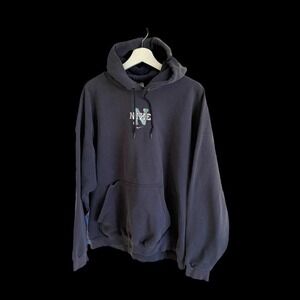 Vintage 90's Nike Center Swoosh Hoodie Mens XXL Blue Rare Distressed